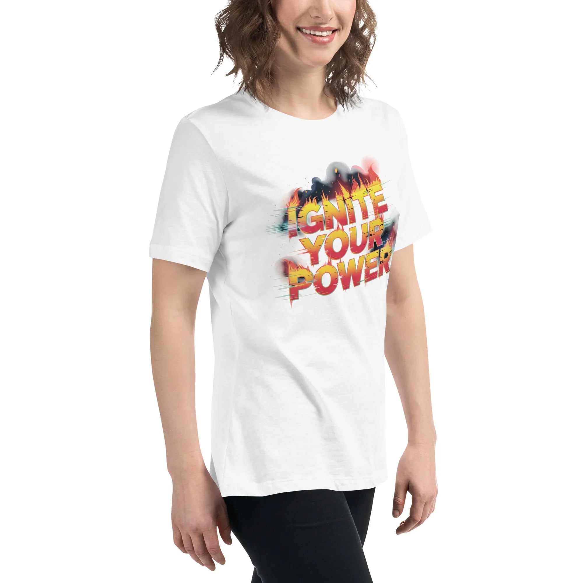 Ignite Your Power T Shirt – Bold Girl Power Tee with Red & Yellow Flames - RaZits